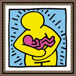 Babys First Steps Framed Prints - Pop Shop Mother And Baby by Keith Haring