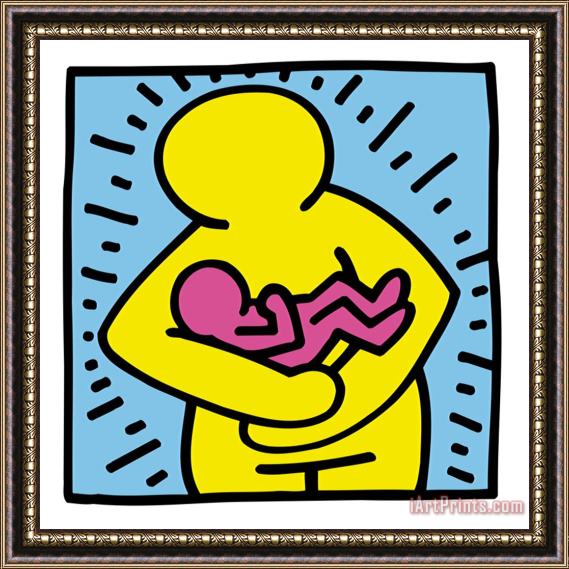 Keith Haring Pop Shop Mother And Baby Framed Print