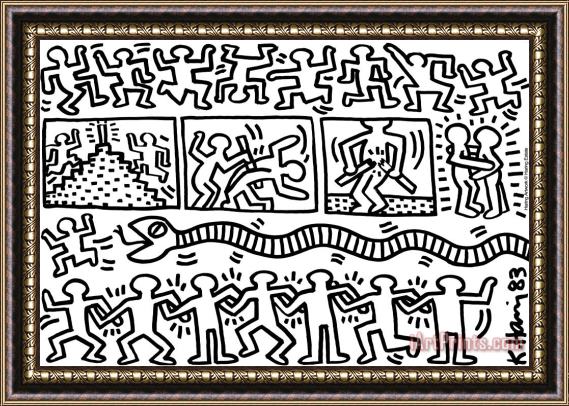 Keith Haring Senza Titolo 1983 Framed Painting
