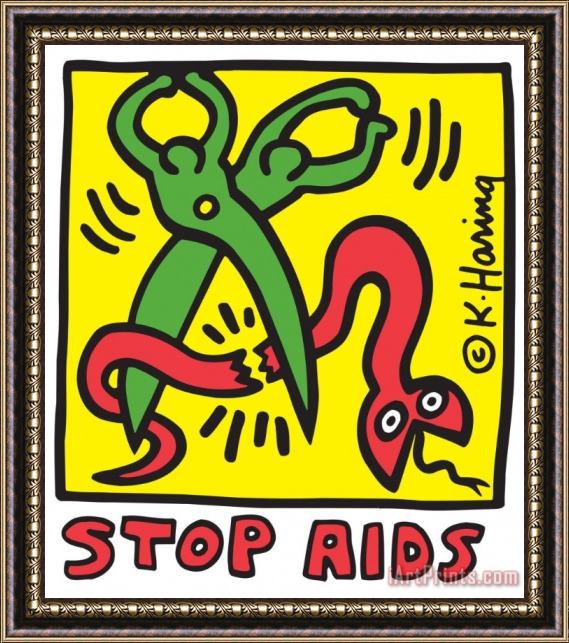 Keith Haring Stop Aids Framed Print