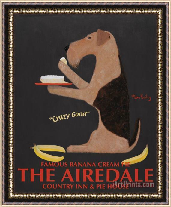 Ken Bailey Airedale Famous Banana Cream Pie Framed Painting