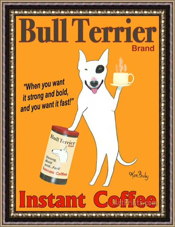 Ken Bailey Bull Terrier Coffee Framed Painting