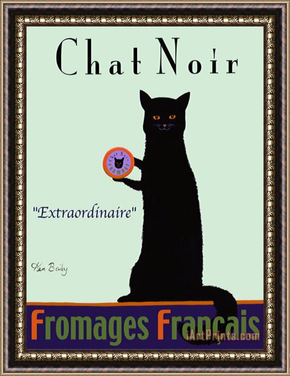 Ken Bailey Chat Noir Black Cat Framed Painting