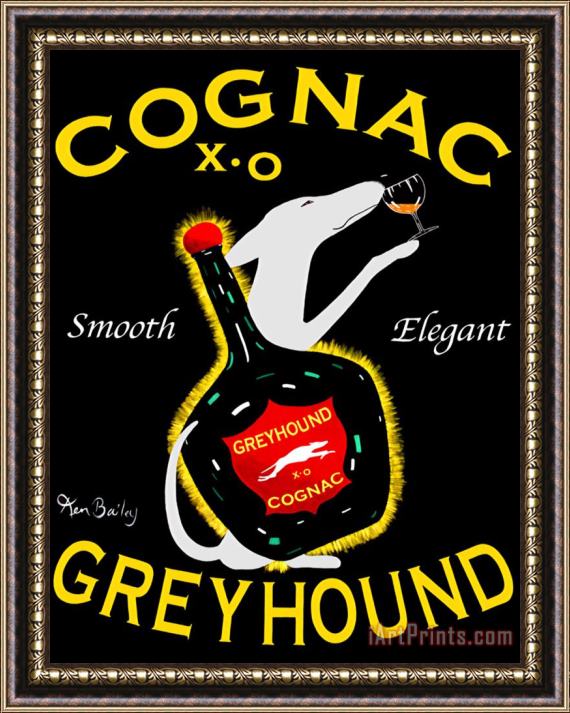 Ken Bailey Greyhound Cognac Framed Painting
