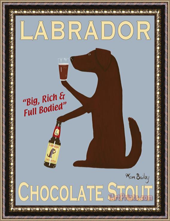 Ken Bailey Labrador Chocolate Stout Framed Painting