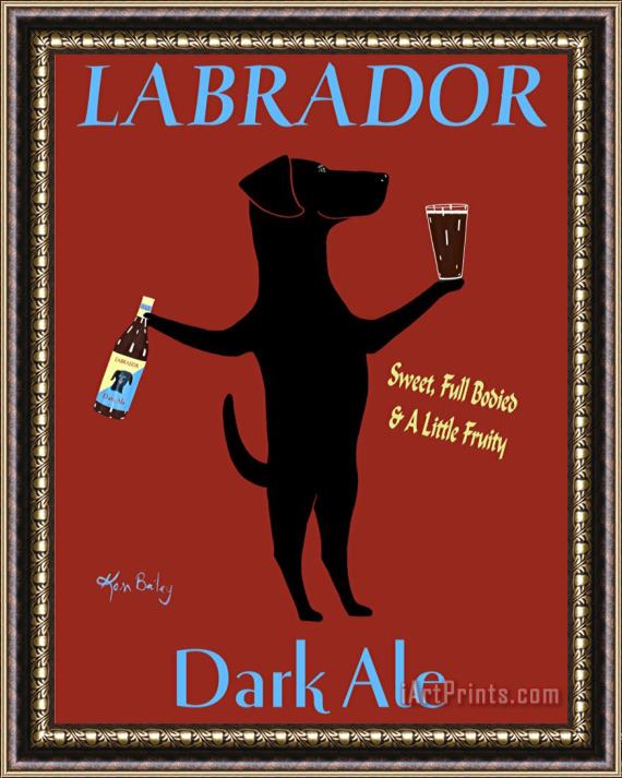 Ken Bailey Labrador Dark Ale Framed Painting