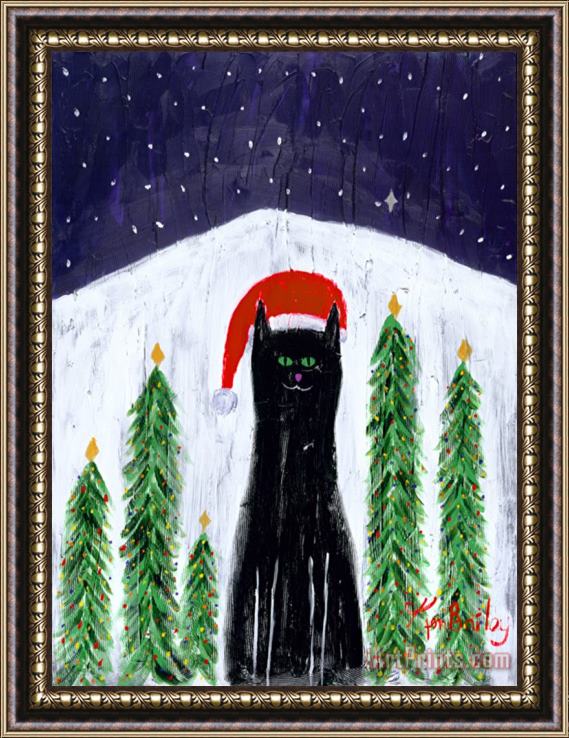 Ken Bailey Santa Cat Framed Painting