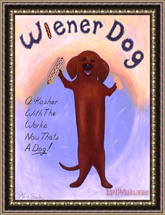 Ken Bailey Wiener Dog Framed Painting