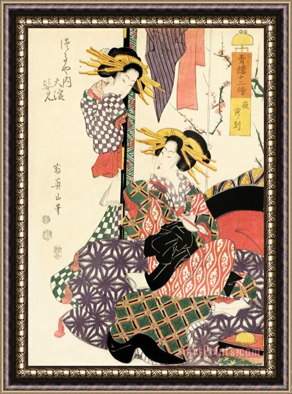 Kikugawa Eizan Tiger Hour (tora No Koku), 4 to 6 A.m. Framed Painting