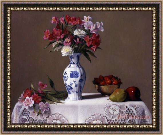 Kirk Richards Flowers And Lace Framed Painting