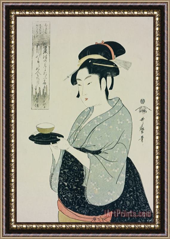 Kitagawa Utamaro A Half Length Portrait Of Naniwaya Okita Framed Painting