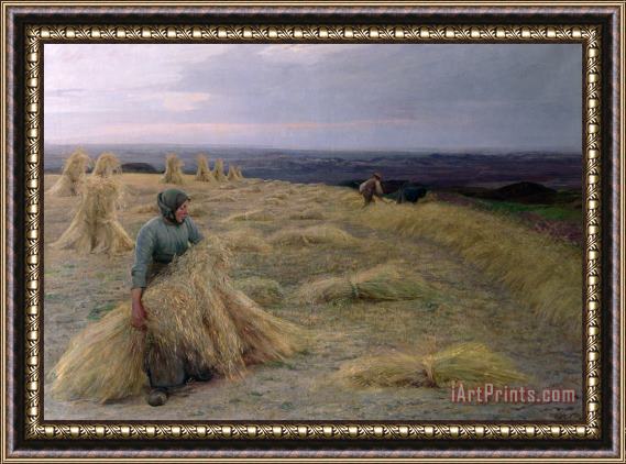 Knud Larsen The Harvesters Svinklov Viildemosen Jutland Framed Painting