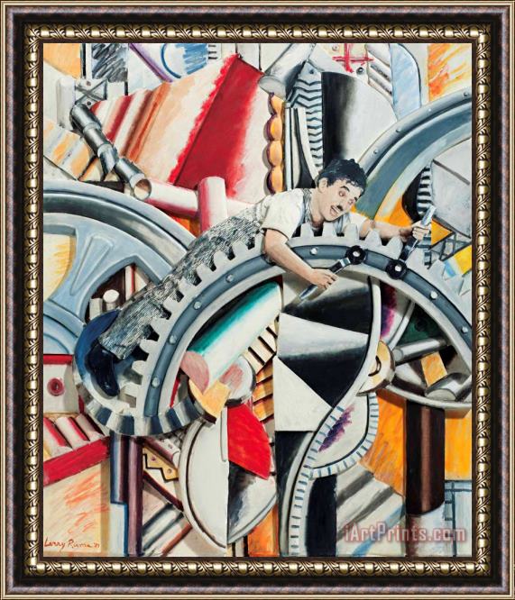 Larry Rivers Modernist Times (chaplin Gears Shapes), 1989 Framed Painting