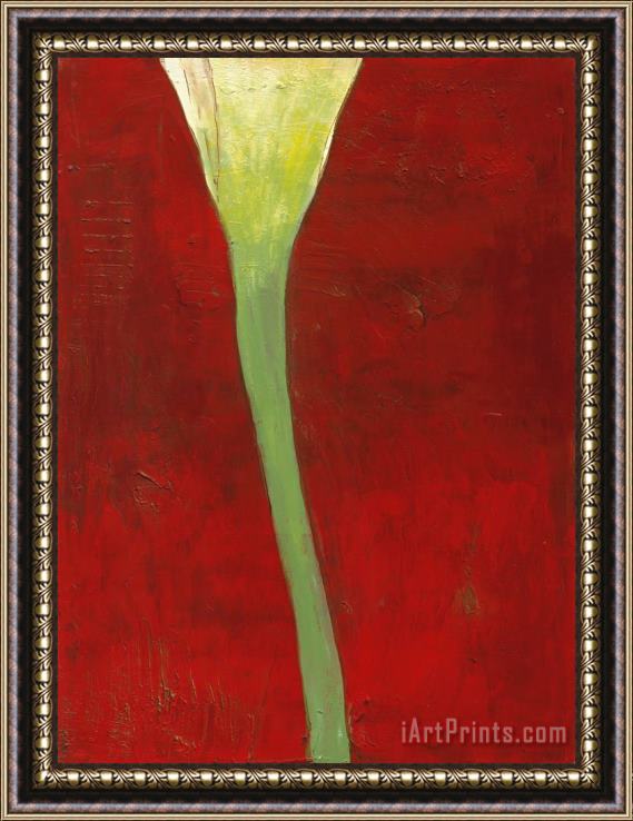 Laura Gunn Calla Lily on Deep Red II Framed Painting