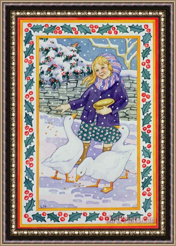Lavinia Hamer Christmas Geese Framed Painting