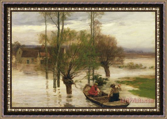 Leon Augustin Lhermitte A Flood Framed Painting