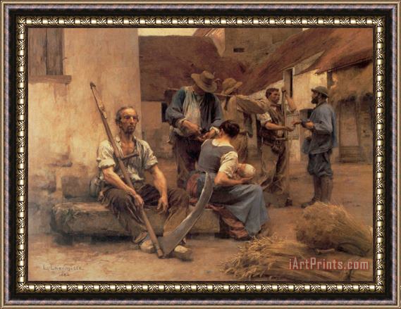 Leon Augustin Lhermitte Paying The Harvesters Framed Print