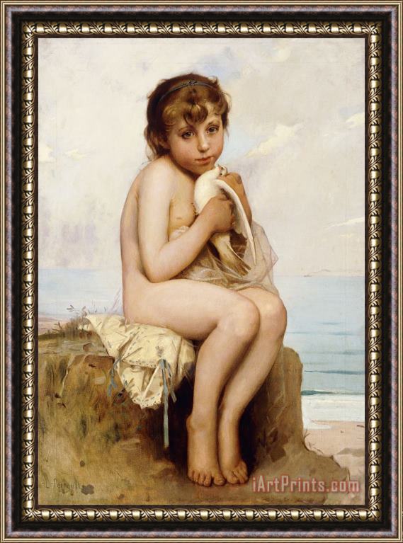 Leon Bazile Perrault Nude Child With Dove Framed Print