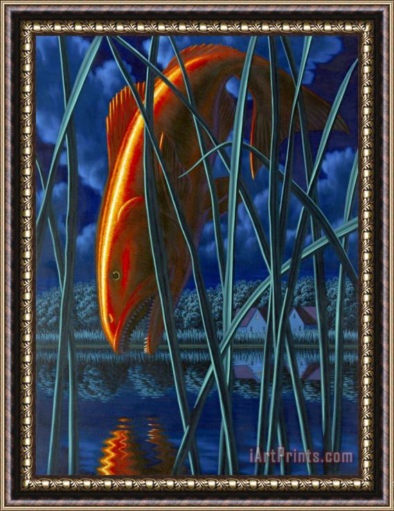 Leonard J. Koscianski Red Fish Framed Painting