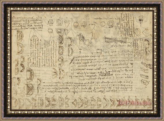Leonardo da Vinci Delian Problem Or Doubling Cube Equivalence Among Various Parts Of Circle From Atlantic Codex Framed Print