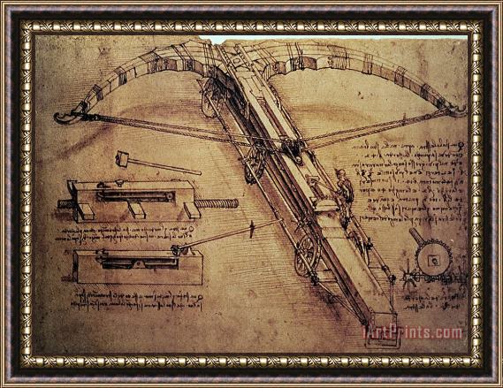 Leonardo Da Vinci Design for a Giant Crossbow Framed Painting