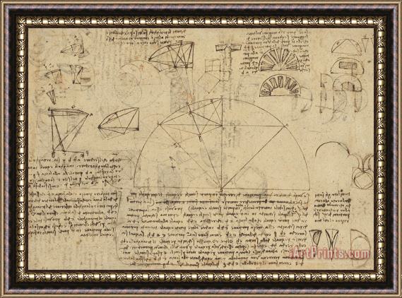 Leonardo da Vinci Geometrical Study About Transformation From Rectilinear To Curved Surfaces And Vice Versa From Atlan Framed Print