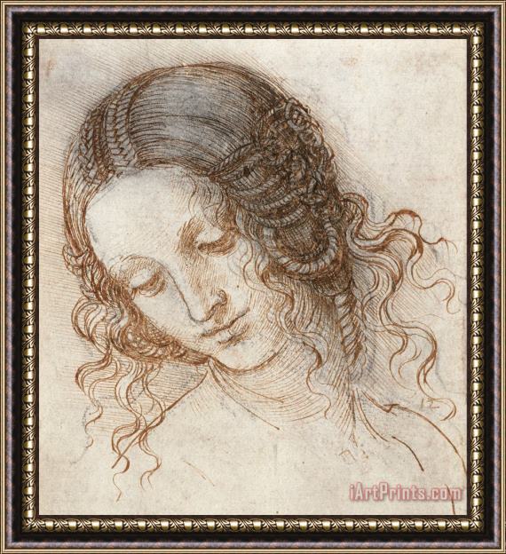 Leonardo da Vinci Leonardo Head Of Woman Drawing Framed Painting