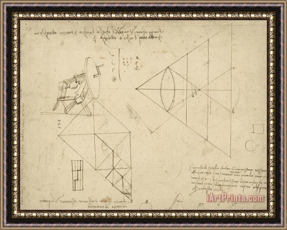 Leonardo da Vinci Page From Atlantic Codex Framed Print