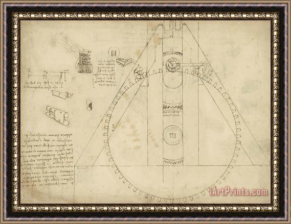 Leonardo da Vinci Teaseling Machine From Atlantic Codex Framed Print