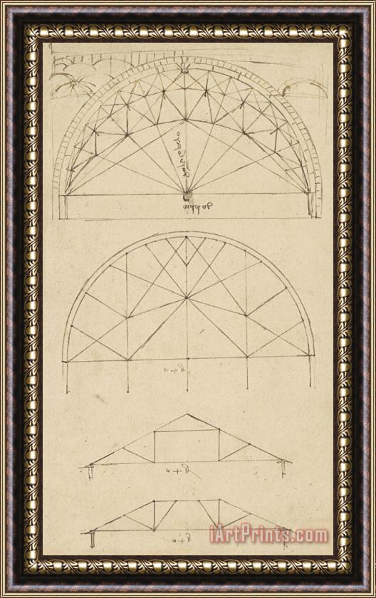 Leonardo da Vinci Underdrawing For Building Temporary Arch Framed Print