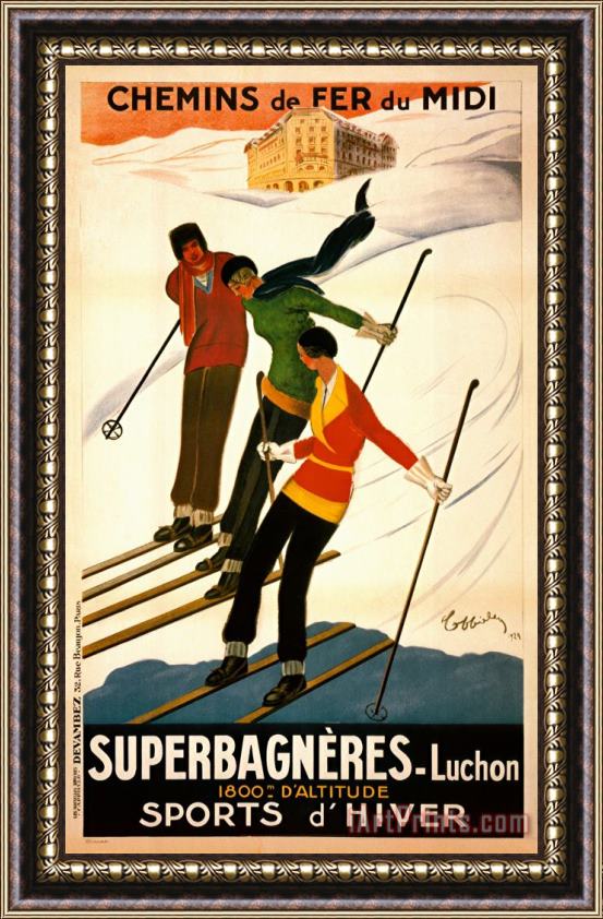 Leonetto Cappiello Superbagneres Luchon Sports D Hiver Framed Painting