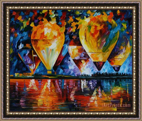 Leonid Afremov Ballon Festival Framed Print