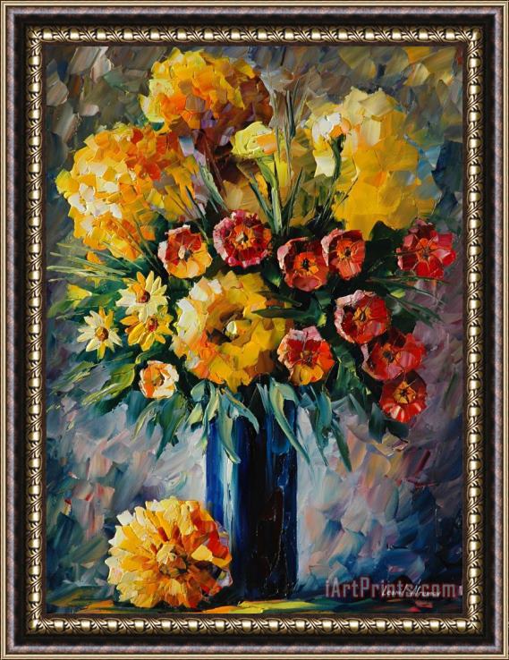 Leonid Afremov Beautiful Flowers Framed Print