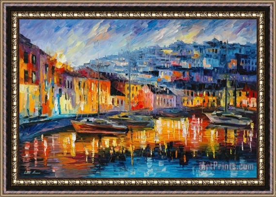 Leonid Afremov Blue Harbor Framed Painting