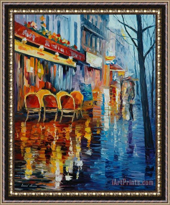 Leonid Afremov Cafe In Paris Framed Painting