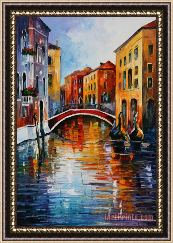 Leonid Afremov Canal In Venice Framed Print