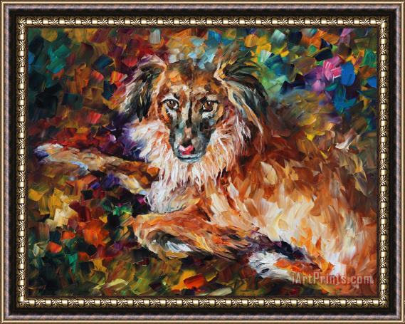 Leonid Afremov Dog  - Commissioned Painting Framed Painting