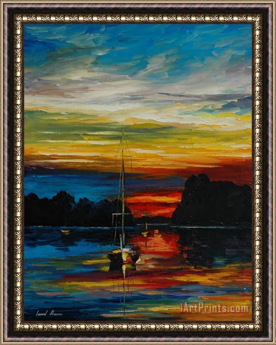 Leonid Afremov Drowned Sunset Framed Painting