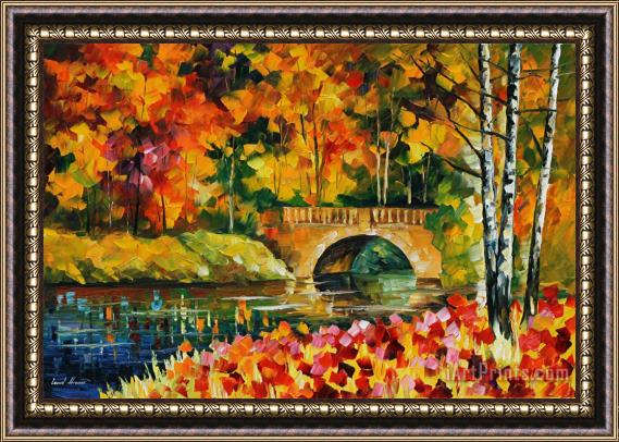 Leonid Afremov Fall Bridge Framed Painting