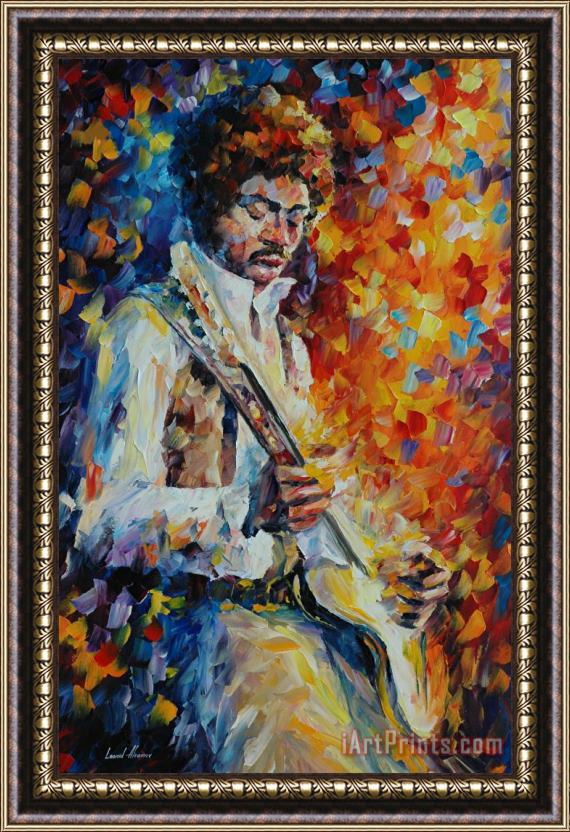 Leonid Afremov Jimi Hendrix Framed Painting