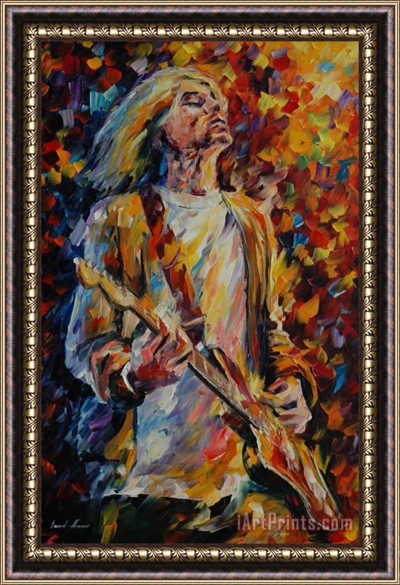 Leonid Afremov Kurt Cobain Framed Painting