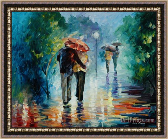 Leonid Afremov Lets Go Where Its Warm And Dry Framed Painting