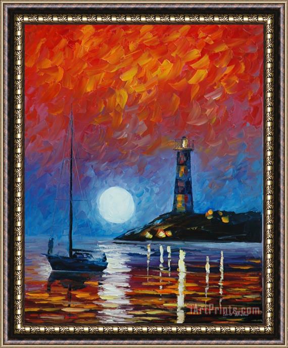 Leonid Afremov Lighthouse Framed Painting