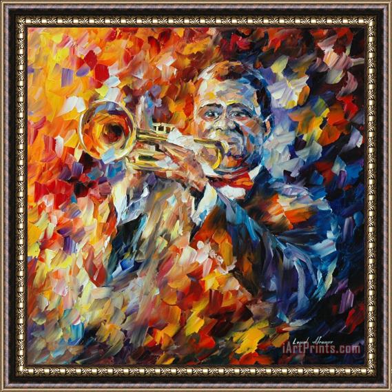 Leonid Afremov Louis Armstrong Framed Painting
