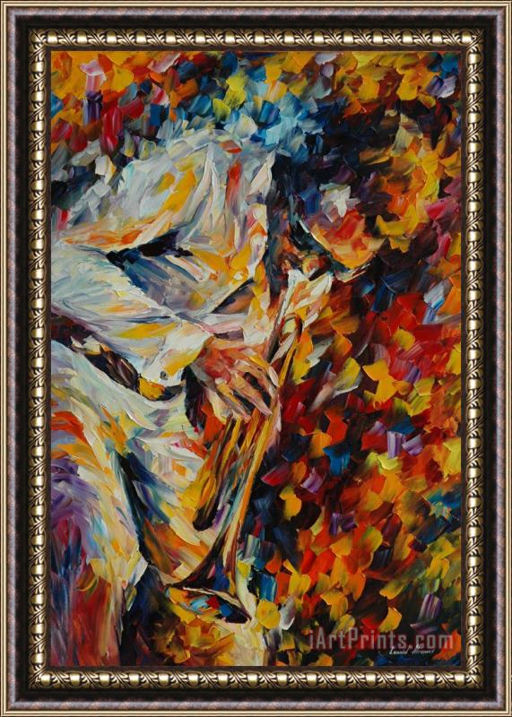 Leonid Afremov Miles Davis Old Trumpet Framed Painting
