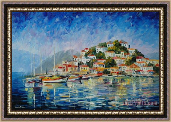 Leonid Afremov Morning Harbor Framed Painting