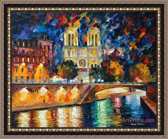 Leonid Afremov Paris Notredame Framed Painting