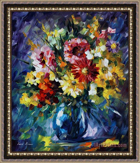Leonid Afremov Surreal Flowers Framed Painting