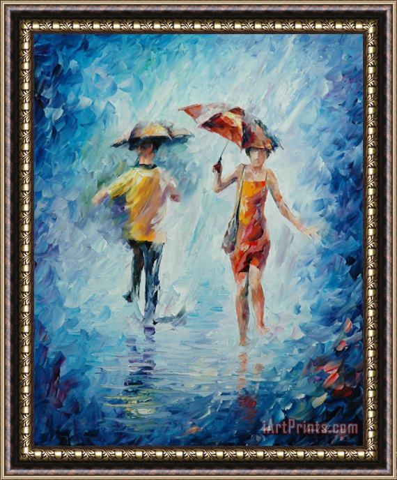 Leonid Afremov Torrential Downpour Framed Painting