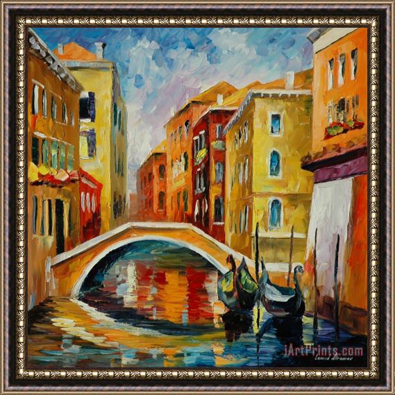 Leonid Afremov Venice Bridge Framed Print